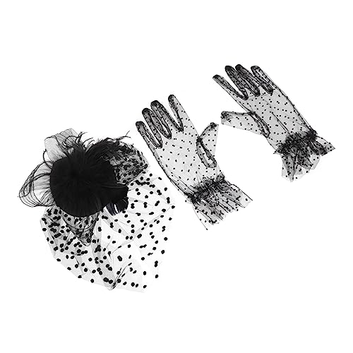 VALICLUD Exquisites Set Aus Handschuhen Und Modischem Hut Für Frauen Schwarzes Cosplay Accessoire Für Partys Und Besondere Anlässe Elegante Kopfbedeckung Und Stilvolle Handschuhe Für von VALICLUD