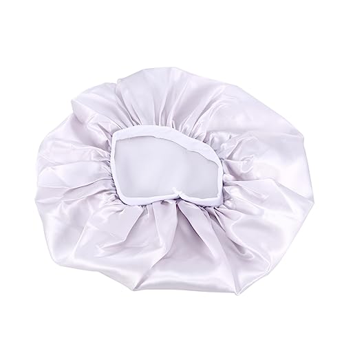 VALICLUD Extra Large Satin Sleep Cap für Damen Silberfarbene Chemotherapie Haube mit Elastischem Design Atmungsaktiv und Leicht für Feuchtigkeitsschutz Beim Duschen Passend für Kopfgrößen von VALICLUD