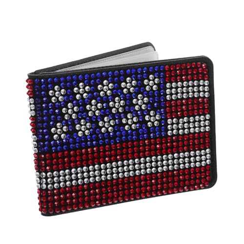 VALICLUD Fahrzeugscheinhalter mit Amerikanischer Flagge Funkelndem Strassdesign Wasserfestem Dokumentenorganizer Schützendem Kartenetui für Führerschein und Ausweis Kompakt für Geldbörse von VALICLUD