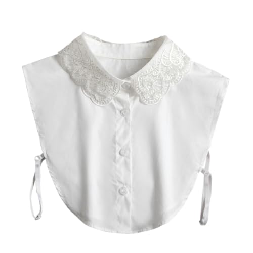 VALICLUD Falscher Kragen Damen Halbhemd Kragen mit Stickerei Weiß Abnehmbarer kurzer Hemdkragen für Bluse Pullover Kleider Vielseitiges Mode accessoire für Büro und Alltag von VALICLUD