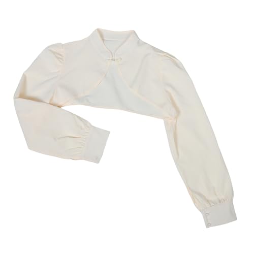 VALICLUD Kurzes Netz-cardigan Für Damen Mit Halbem Falschem Hemdkragen Abnehmbarer Blusenkragen Transparenter Shrug Mit Rundhalsausschnitt Bauchfreiem Top Und Armmanschetten Für Lässigen von VALICLUD