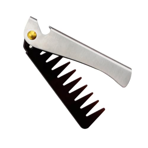 VALICLUD Faltbarer Haarkamm mit Edelstahlgriff Hautfreundlich und Massagefunktion Kompakter Taschenkamm für Herren Antistatisch und Verhedderungsschutz für Reise und Bartpflege von VALICLUD