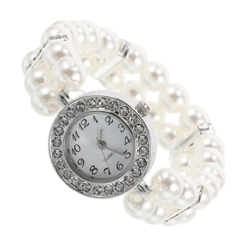 VALICLUD Fancy Perlen Armband Damen Elastisch mit Doppelter Perlenreihe und Strasssteinen Kratzfestes Schmuckstück für Weihnachten Vintage Mode Verstellbar und Langlebig von VALICLUD