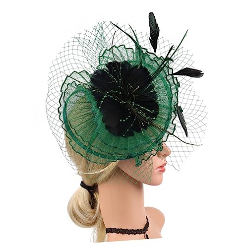 VALICLUD Fascinator Haar Accessoire mit Federn und Netz Verstellbares Stirnband und Haarklammer Eleganter Kopfschmuck für Braut Garten und Teeparty Vielseitig für Damen von VALICLUD