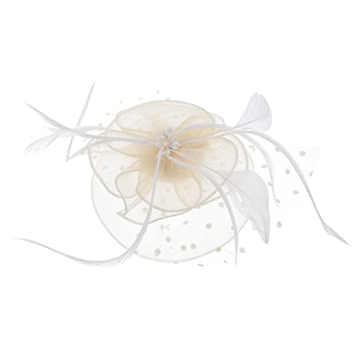 VALICLUD Fascinator Haarclip Für Eleganter Teeparty-hut Mit Netz Und Federn Stilvolles Haar-accessoire Für Hochzeiten Und Besondere Anlässe Cremefarben von VALICLUD