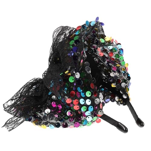 VALICLUD Fascinator Haarschmuck Damen Vintage Kopfschmuck mit Großem Pailletten Schleife für Tea Party Hochzeit Brautmode Festlich Elegant Kopfband von VALICLUD