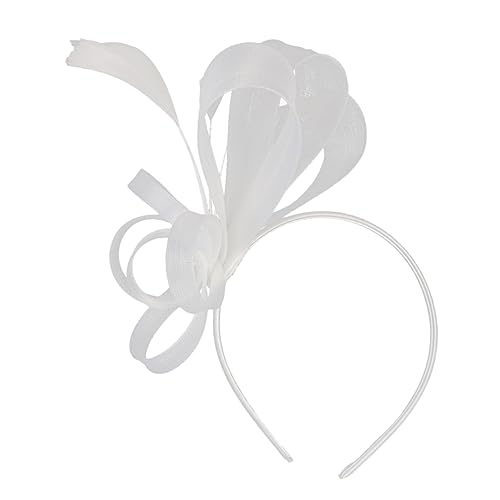 VALICLUD Fascinator Hut Damen Mit Federn Und Netz Elegantes Stirnband Für Tea Party Hochzeit Cocktail Und Formelle Anlässe Vielseitiges Haaraccessoire Weiß von VALICLUD