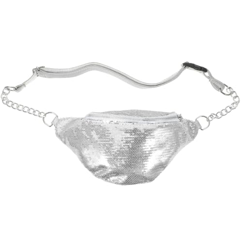 VALICLUD Fashion Pu Pailletten Bauchtasche Chic Zipper Hüfttasche Für Reisen Sport Und Festivals Multifunktionale Crossbody Bag Silber Für Damen Und Herren von VALICLUD