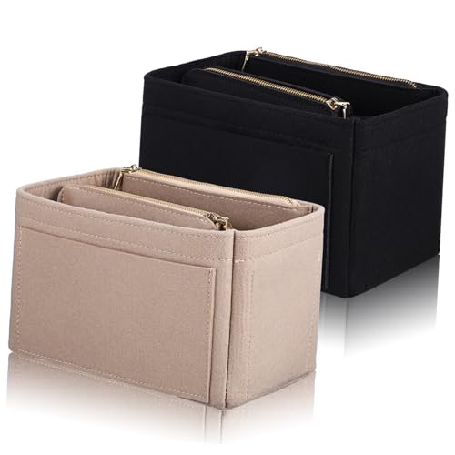 VALICLUD 2stücke Filz-Taschen-Organizer-Einsatz Reißverschlusstaschen Mehrere Fächer Für Organisation Passend Für Make-up-Taschen Und Einkaufstaschen Fassungsvermögen Für Schmuck Und Elektr von VALICLUD