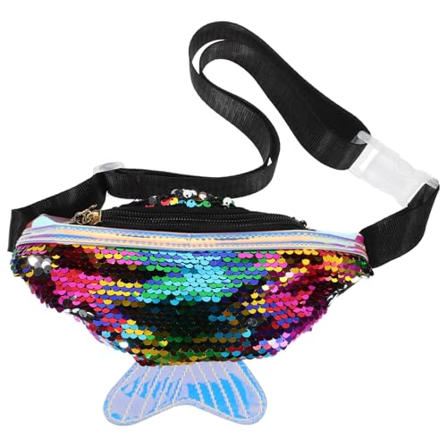 VALICLUD Fischschwanz Damen Hüfttasche Rosa Mini Crossbody Tasche Multifunktionale Cross Geldbörse Kassierer Taschen Pailletten Brusttaschen von VALICLUD