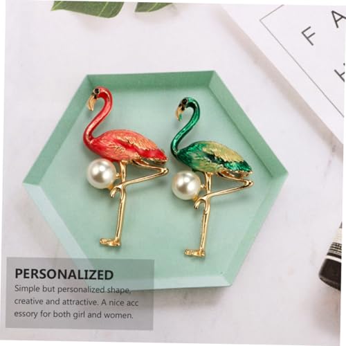 VALICLUD Flamingo Brosche aus Emaille und Legierung mit Perlendekor Anstecknadel für Damen Farbbeständig und Hautfreundlich Passend zu Kleidung Taschen Schals und Festtagsoutfits von VALICLUD