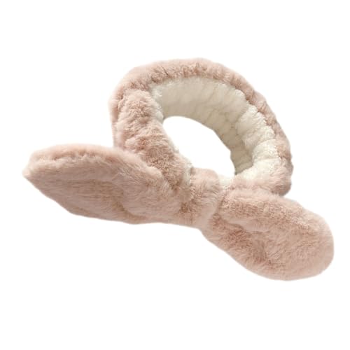 VALICLUD Fluffiges Kosmetik Haarband mit Kaninchenohren Wiederverwendbares Stirnband für Spa und Make Up Weiches Buntes Plüsch Haarband mit Schleife zum Waschen und Styling von VALICLUD
