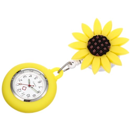 VALICLUD Fob Uhr Für Krankenschwestern Farbige Ansteckuhr Mit Clip Geeignet Für Ärzte Und Studenten Robuste Taschenuhr Im Sonnenblumen-Design Für Prüfungen Und Alltag von VALICLUD