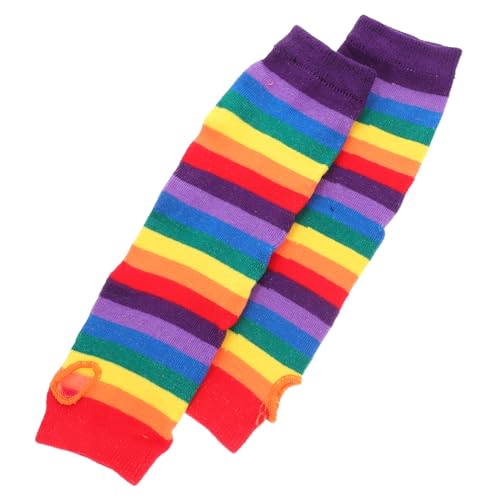 VALICLUD Frauen Gestreifte Lange Fingerlose Handschuhe Winter Gestrickte Armstulpen Lgbt Pride Handschuhe Cosplay Zubehör Für Frauen Mädchen von VALICLUD