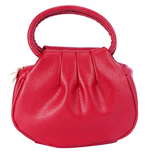 VALICLUD Frauen Handtasche Mini Knödel Beutel Tasche Pu Clutch Handtasche zum Einkaufen Hochzeit Party (Rot) von VALICLUD