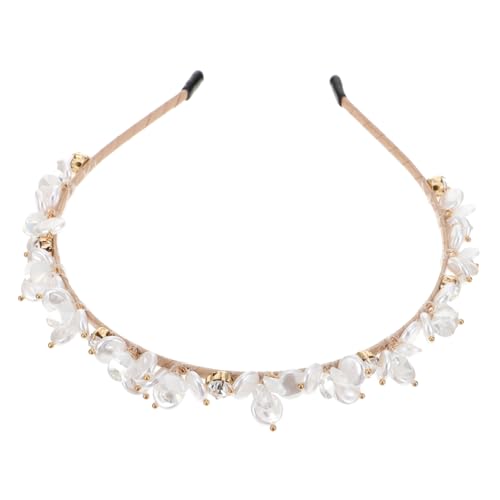 VALICLUD Frauen Perlen Blumen Haarreif Weiß Resin Kopfschmuck Elegant Strass Verziert Festliche Haarschmuck Für Damen Weihnachten Valentinstag von VALICLUD