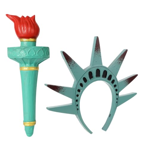 VALICLUD Freiheitsstatue Kostümzubehör Krone Fackel Verstellbares Stirnband Für Halloween Patriotic Parties Rollenspiel-accessoire Für Männer Frauen Und Junge Mädchen von VALICLUD