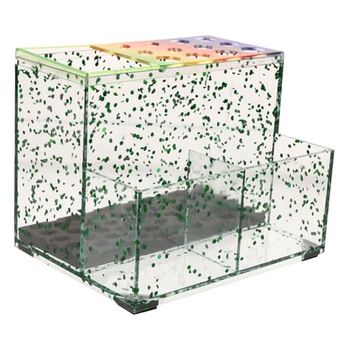 VALICLUD Friseur Scheren Aufbewahrungsbox Rutschfester Organizer für Friseursalons Haarschneider und Kämme Transparente Grüne Praktisch für Desktop Große Kapazität und Langlebigkeit von VALICLUD