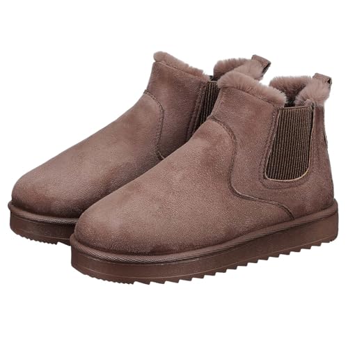 VALICLUD Gefütterte Damen Winterstiefel Knöchelhoch Schnee Schuhe Warm Innenfutter Rutschfest Strapazierfähig Komfortabel Tiefbraun von VALICLUD