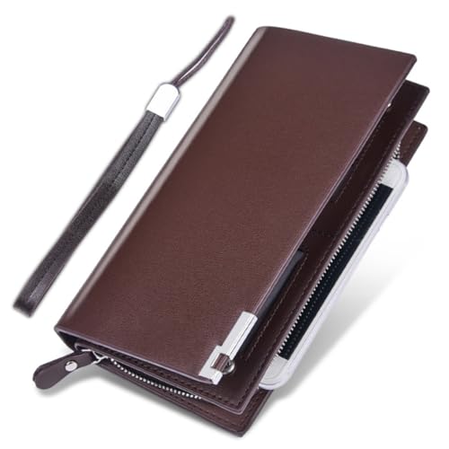 VALICLUD Geldbörse Herren Kartenhalter Geld Safe Große Kapazität Reißverschluss Geldbörse Multifunktionale Aufbewahrungstasche Kaffeebraun Herren Accessoire von VALICLUD