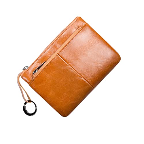VALICLUD Geldbörse Männer Mini kleine Brieftasche mit Reißverschluss Münzbeutel rechnungswesen buchhaltung Mens Wallets geldkassete Kreditkarteninhaber Geldbeutel Echtes Leder Light Brown von VALICLUD