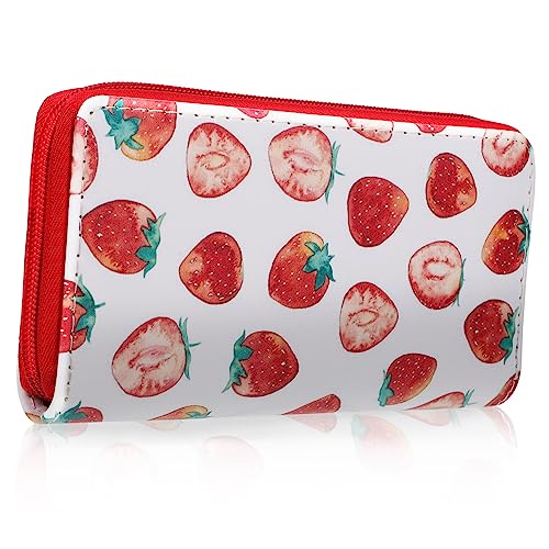 VALICLUD Erdbeer-geldbörse Aus Pu- Mit Reißverschluss Lange Damen-geldbörse Mit Münzbörse Und Kreditkartenetui Für Alltag Und Reisen von VALICLUD