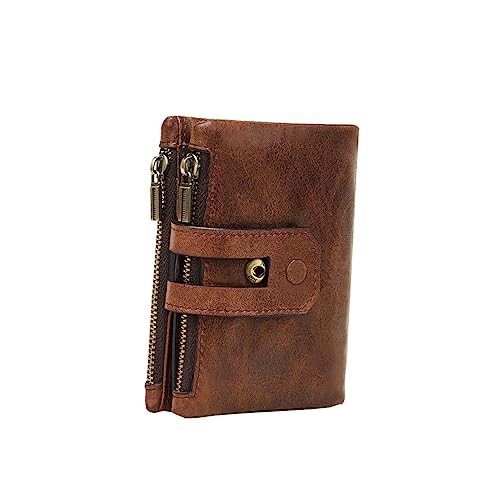 VALICLUD Echte Ledertasche Herren Geldbörse Mit Doppel Reißverschluss Mehrere Kartenhalter Retro Design Portemonnaie Für Männer Kaffee Farbe Geeignet Für Kreditkarten Ausweise Bargeld von VALICLUD