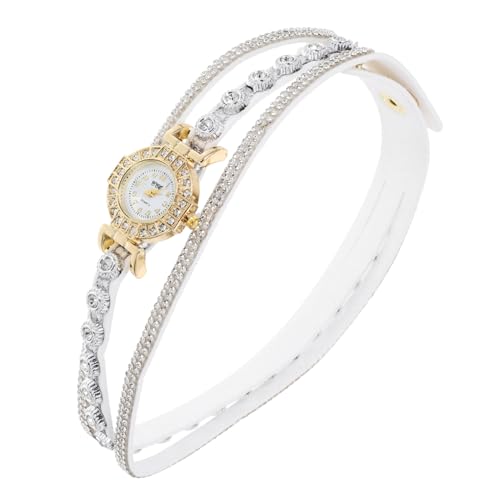 VALICLUD Moderne Damen-Armbanduhr Mit Perlen-Design Stilvolle Quarzuhr Für Vintage-Style Als Geburtstagsgeschenk Weißes Pu-Armband von VALICLUD