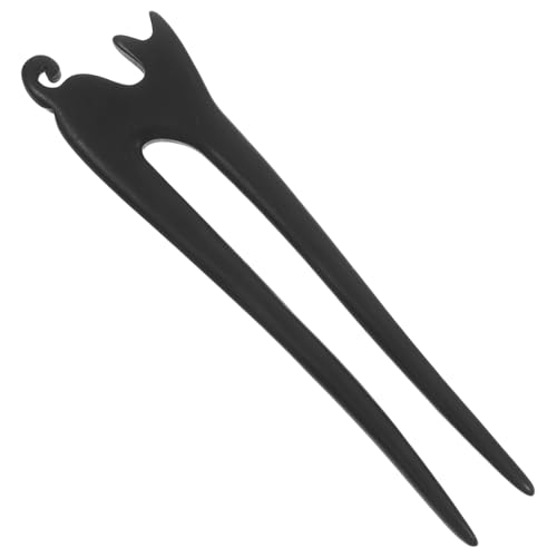VALICLUD Geschnitzte Holzhaargabel Vintage Haarnadel Für Damen Doppelter Haarstick Aus Schwarzem Für Hochsteckfrisuren Eleganter Haarschmuck von VALICLUD