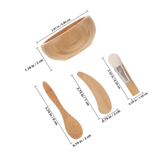 VALICLUD Gesichtsmaske Mischschüssel Set Holz Schale Rührstab Pinsel Löffel DIY Hautpflege Werkzeug für Frauen Einfache Anwendung und Praktische Aufbewahrung von VALICLUD