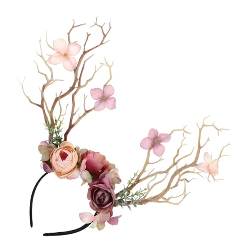 VALICLUD Geweih Haarreif Stirnband Weihnachtshaarband Blumenkopfschmuck Haar Zubehör Kopfbedeckung Für Feenpartys Hochzeiten Geburtstage Fotoshootings von VALICLUD