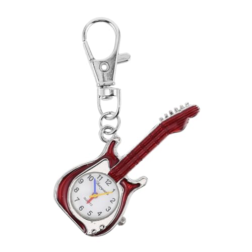 VALICLUD Gitarre Schlüsselanhänger Uhr Für Junge Mädchen Rote Uhr Mit Charmantem Gitarren-Design Für Rucksäcke Und Taschen Sicher Und Praktisch Für Jungen Und Mädchen Vielseitig von VALICLUD