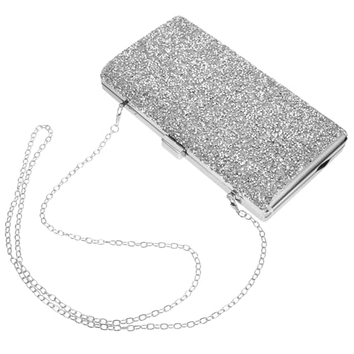 VALICLUD Glänzende Strass Clutch Tasche Damen Abendtasche Party Bag Silber Funkelnde Handtasche für Hochzeit und Festliche Anlässe Stilvolle Kleine Umhängetasche für Frauen von VALICLUD