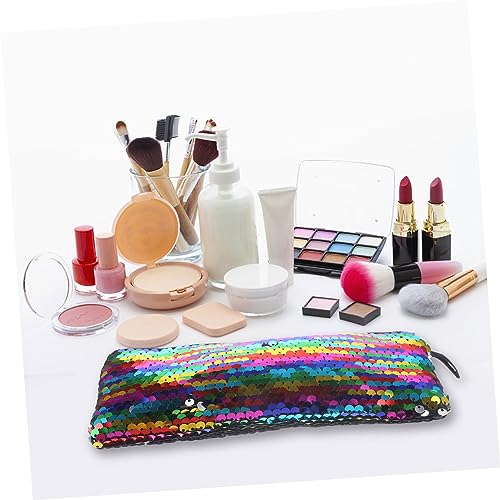 VALICLUD Glitzer Kosmetiktasche Klein Handlich mit Reißverschluss Makeup Tasche Damen Pailletten Design Lippenstift Organizer für Reise und Alltag Geeignet von VALICLUD