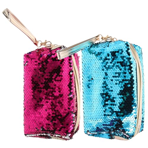 VALICLUD 2stücke Münzbörse Glitzer-geldbörse Kleingeldbörse Kleine Geldbörse Herzform Make-up-Tasche Tragbar Für Mädchen Frauen Leicht Zu Tragen Reißverschlussdesign Komfort von VALICLUD