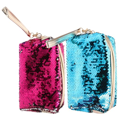 VALICLUD 2stücke Münzbörse Mit Reißverschluss Glitzer-geldbörse Für Kleingeld Kleine Geldbörse Als Kosmetiktasche Tragbar Für Mädchen Und Frauen Und Leicht von VALICLUD