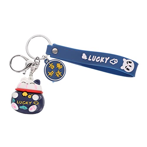 VALICLUD Glückskatze Schlüsselanhänger Hallo Schlüsselanhänger Halter Kette Glücklich Schlüsselanhänger-anhänger Zubehör Plüsch Schlüsselanhänger Netter Schlüsselbund PVC-weichkleber Blue von VALICLUD