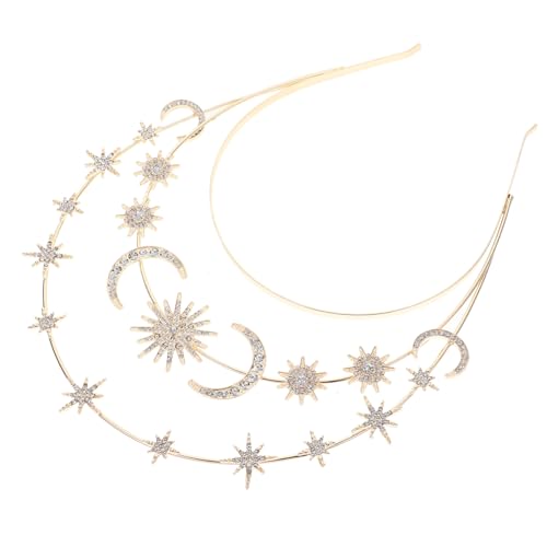 VALICLUD Göttinnen Kronen Haarreif Dreistufiger Stern mond Haarschmuck Leichter Dekorativer Kopfschmuck für Frauen Mädchen Cosplay Party Brautfest von VALICLUD