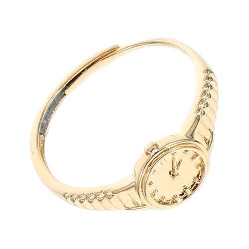 VALICLUD Goldene Damen Ringuhr Mini Uhr Schmuckring Verstellbar Elegante Uhrzeit Anzeige Modisches Accessoire Für Alltag Und Festliche Anlässe von VALICLUD