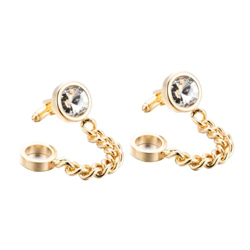 VALICLUD Goldene Manschettenknöpfe mit Kristallverzierung Business Hemd accessoires Elegantes Feine Verarbeitung Robust und Stilvoll für Herren Geschenkidee für Geschäft und Familie von VALICLUD
