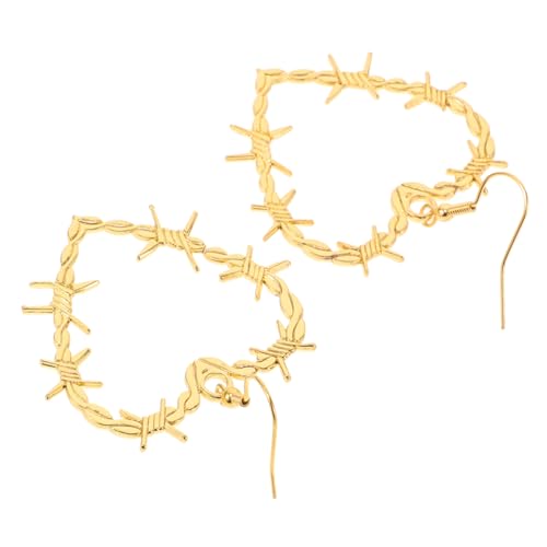 VALICLUD Goldene Punk Herz Ohrringe Hängend Große Stacheldraht Design Gothik Stil Baumelnde Kostümohrringe für Damen und Sommer Accessoire von VALICLUD