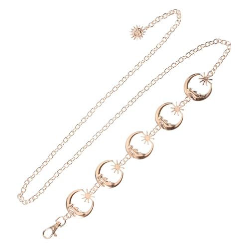 VALICLUD Goldene Taillenkette Damen Verstellbar mit Mond und Stern Anhängern Modische Metall Gürtel Kette für Kleid und Alltag Eleganter Bauchkettenschmuck Langlebig und Vielseitig von VALICLUD