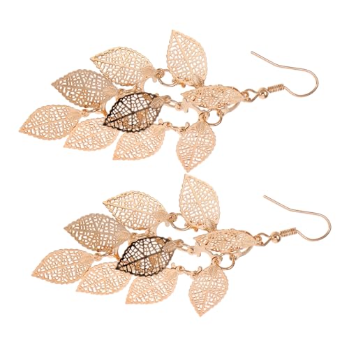 VALICLUD Mehrlagige Blattohrringe Für Damen Vintage-statement-schmuck Baumelnde Kronleuchter-ohrringe Vergoldetes Lang Elegant Für Frauen Und Mädchen von VALICLUD