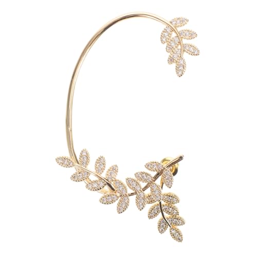 VALICLUD Goldener Ohrklemmen Leaf Design Ohrmanschette mit Zirkonia Metallische Strass Ohrkletterer für Damen Leichter Langlebiger Ohrschmuck für Hochzeiten Partys und Alltag von VALICLUD