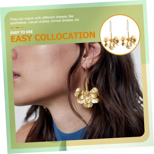 VALICLUD Goldfarbene Lange Blumen ohrringe für Damen Modischer Ohrschmuck mit Elegantem Tropfen design für Hochzeit Party und Alltag Langlebig und Stilvoll von VALICLUD
