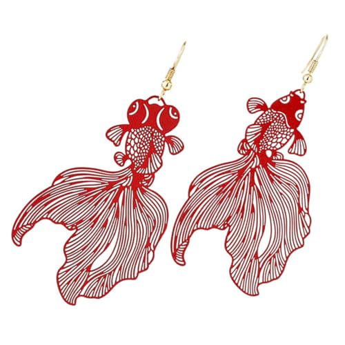 VALICLUD Goldfisch ohrringe für Damen Extravaganter Langer Ohrhänger mit Filigranem Hohlkörper Modische Trendige Statement ohrringe für Alltag Party und Besondere Anlässe von VALICLUD