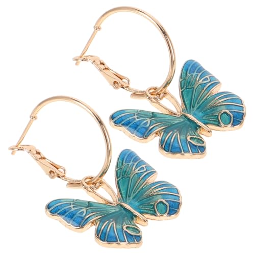VALICLUD Gothic Schmetterling Ohrringe Damen Leicht Baumelnde Tropfen Ohrschmuck Öl design Alltag Elegant Modisch Blau von VALICLUD