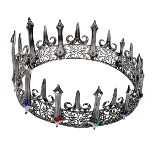 VALICLUD Gotische Krone Königskrone Für Männer Party-kopfschmuck Ballzubehör Für Männer Kronenstütze Krone Für Erwachsene Männer Männliche Krone Halloween-kostüm-requisite Zinklegierung von VALICLUD