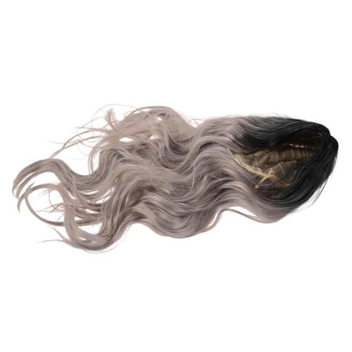 VALICLUD Gradient Graue Perücke für Damen Lange Wellige Synthetische Haare Hitzebeständig mit Verstellbarer Netzhaube Stylische Schwarze-graue Farbverlauf-perücke für Party Halloween und von VALICLUD