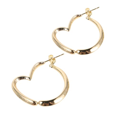 VALICLUD Herz-ohrringe Offene Creolen Baumelndes Herz-design Liebes-ohrringe Unregelmäßige Creolen Große Ohrringe in Herzform Metall-schmuck Für Damen von VALICLUD